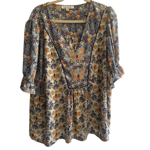 Rose + Olive Floral Boho Pullover Blouse Top Women’s Plus Size 2X - Picture 1 of 5